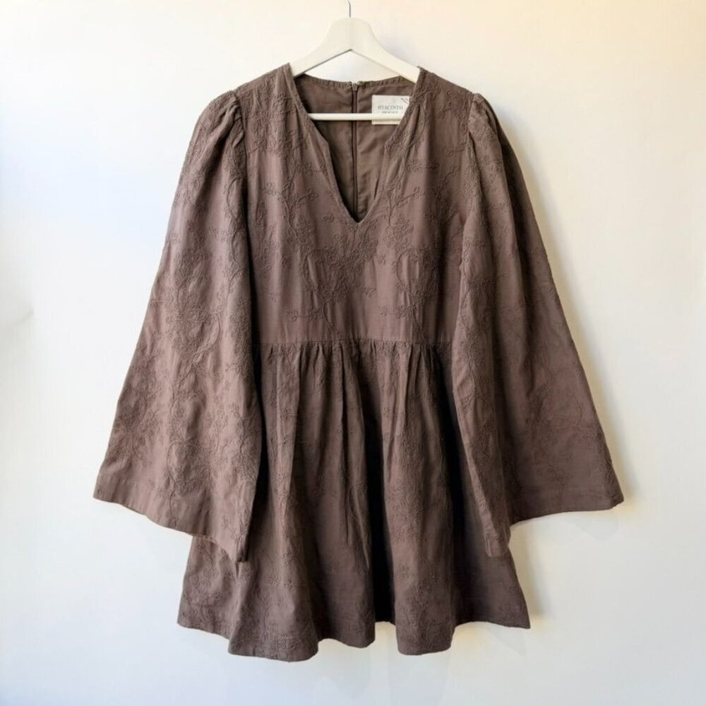 Hyacinth House Brown Becca Bell Sleeve Mini Dress Womens Size L - Picture 3 of 12